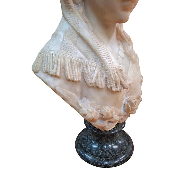 19th-Century Italian Alabaster Bust, Likely of the “Song of Solomon’s” Shulamite For Sale - Image 12 of 17