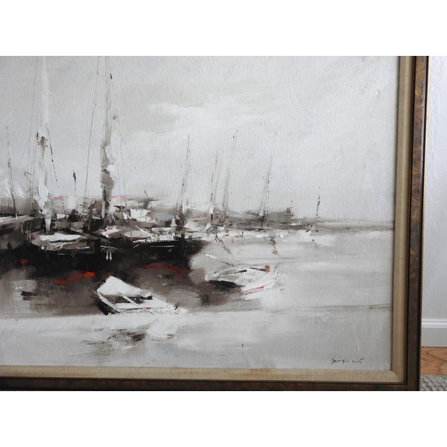 Large Mid 20th Century Atmospheric Harbor Scene by Charles C. Gruppe Zantman Gallery Provenance For Sale - Image 10 of 17
