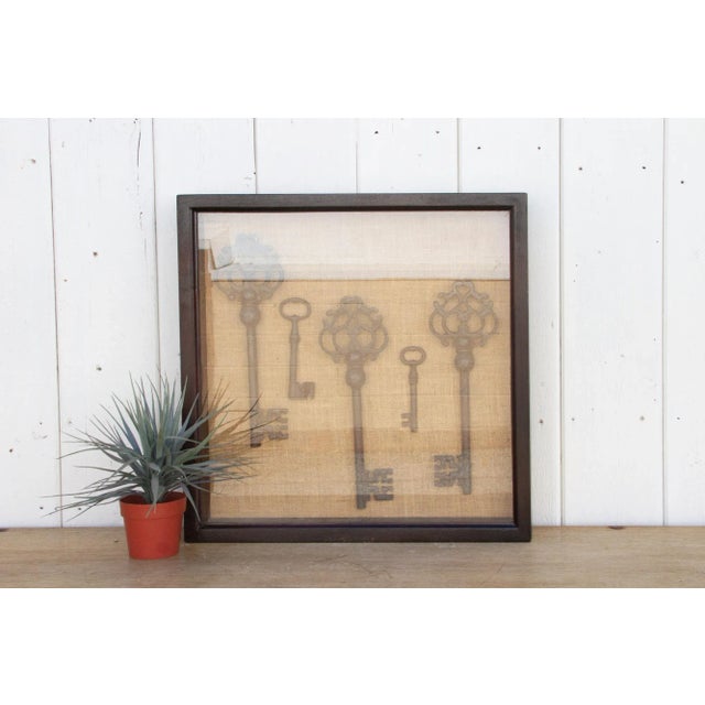 Brown Vintage Keys Shadow Box Wall Art For Sale - Image 8 of 9