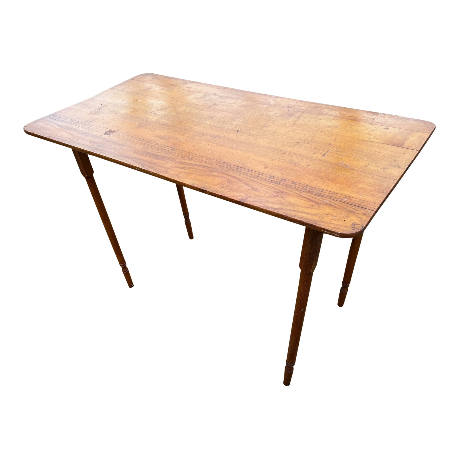 Maple Sewing Table C1920 With Imprinted Yardstick Folds Flat 36 Inch