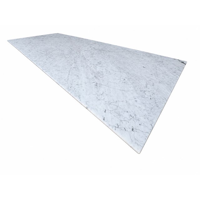 Rh Aero Stone Rectangular Dining Table – 120" | Italian Carrara Marble Top | Cast Iron Pedestal Base For Sale - Image 10 of 18