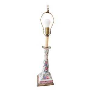 Vintage Porcelain Famille Rose Slender Buffet Lamp