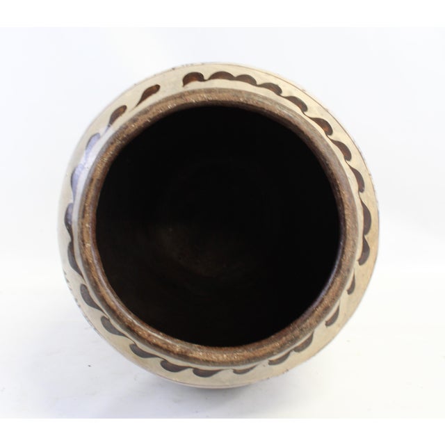 Terra Cotta Pot With Creamy Tan Glaze For Sale - Image 4 of 7