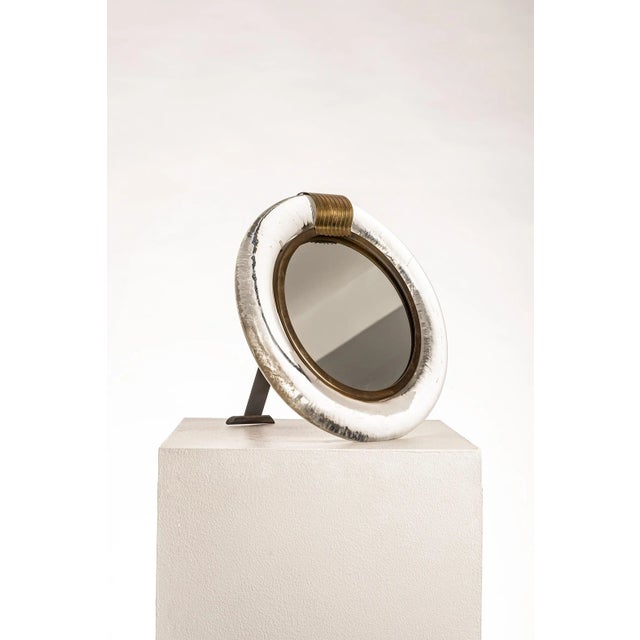 Round Murano Glass and Brass Mirror from Seguso Vetri Darte,1960s For Sale - Image 15 of 15