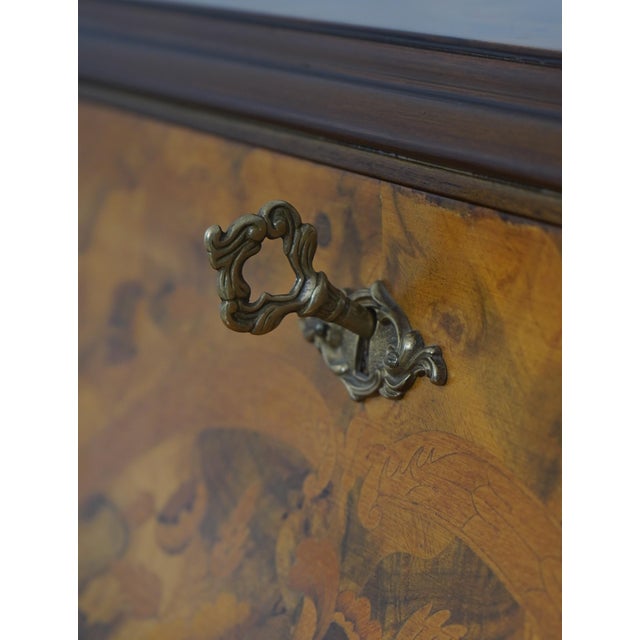 Wood Italian Highly Inlaid Olivewood Fall Front Desk For Sale - Image 7 of 18