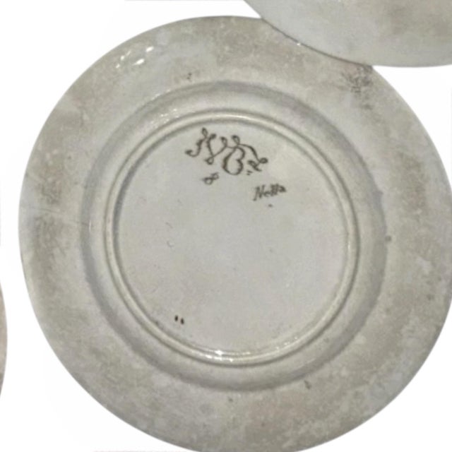 French Country Antique Jules Vieillard Bordeaux "Nella" Faience Plates - Set of 5 1870’s For Sale - Image 3 of 9