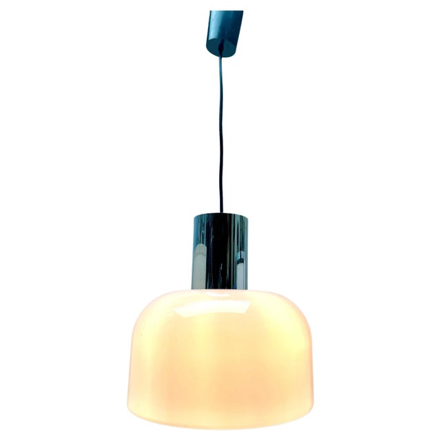 Glashütte Limburg Mid-Century Modern blown glass pendant/suspension fixture. 4 Pieces in stock Size shade: Height 30 cm...