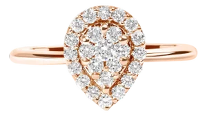 10K Rose Gold 3/8 Cttw Composite Diamond Pear Shaped Halo Promise Ring (I-J Color, I2-I3 Clarity) - Size 6