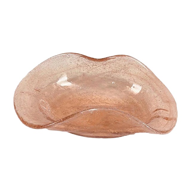 Amber Murano Handmade Dish Oddly Shaped Glass Tray For Sale