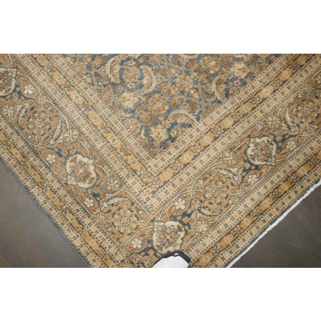 Blue Early 20th Century Zabihi Collection Blue Gold Persian Tabriz Room Size Carpet For Sale - Image 8 of 8