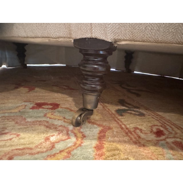 Custom Made Traditional Oval Tufted Ottoman For Sale - Image 12 of 12