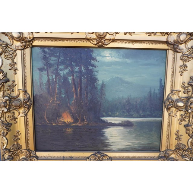 This gorgeous nocturne painting captures a calming, almost cinematic scene of cowboys setting up camp along a quiet river...