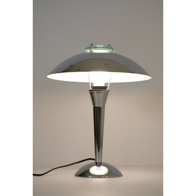 Chrome and glass art deco style table lamp, 1990s. fine art deco style table lamp in very nice condition with only minor...