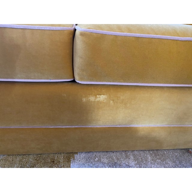 Modern style 3 cushion sofa, barely used. Deep vertical channel tufting lends detail to the plush, padded back. Deco-...
