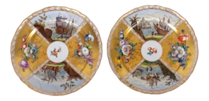18th Century Meissen Plates Kauffahrtei Scenes - a Pair