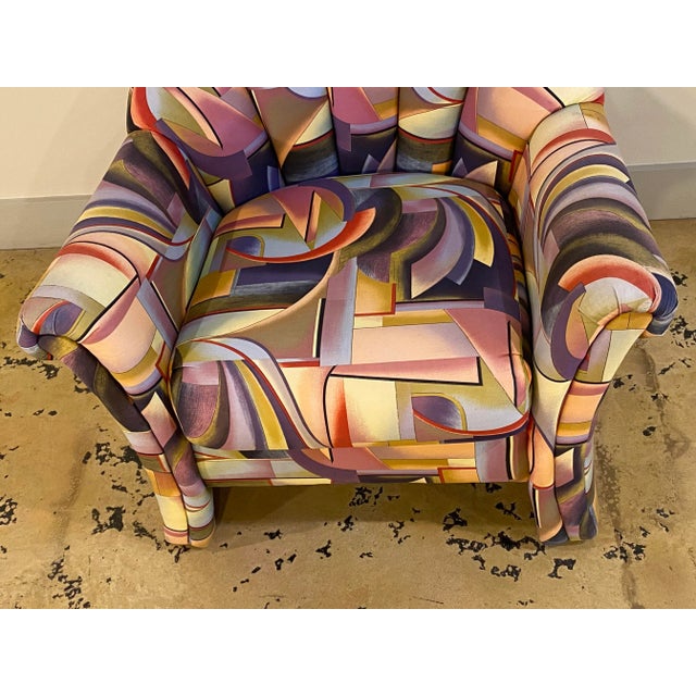 1990s Postmodern Multi Composed Clam Shell Barrel Chair