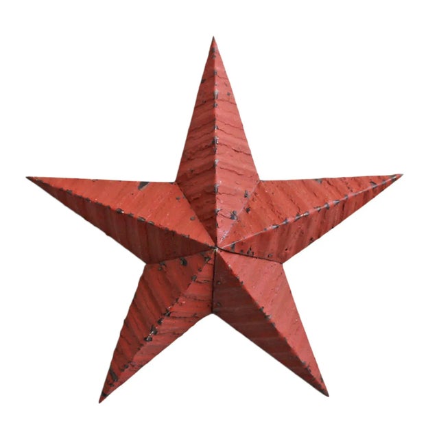 Farmhouse Vintage Red Metal Farmhouse Barn Star Wall Object For Sale - Image 3 of 3