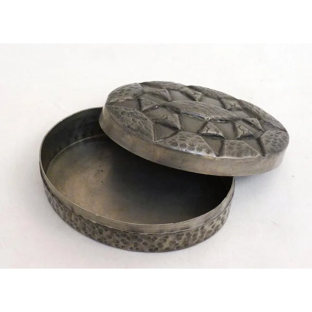 Oval Art Deco Box with Geometric Decor in Tin by Charles, 1930s For Sale - Image 6 of 10