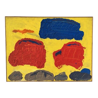 1950s "Traffic" Art Brut Brooklyn Museum Mid Century Painting For Sale