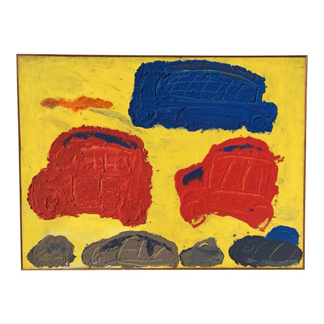 1950s "Traffic" Art Brut Brooklyn Museum Mid Century Painting For Sale