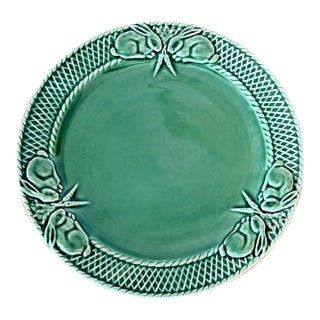 Bordallo Pinheiro 'Rabbit Green' Dinner Plates | Portugal Majolica Art Pottery For Sale