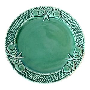 Bordallo Pinheiro 'Rabbit Green' Dinner Plates | Portugal Majolica Art Pottery