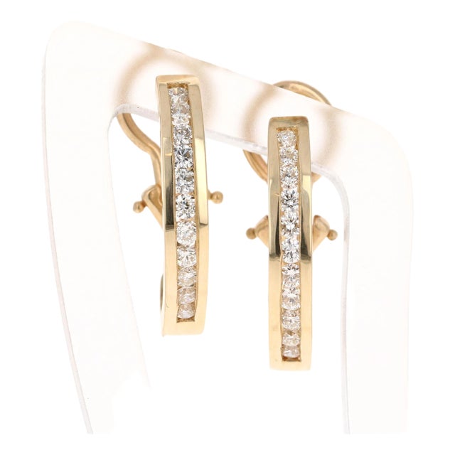 Roshe Jewels Hoop Earrings With Natural Diamonds, 0.75 Carats 14k Yellow Gold, A Pair For Sale