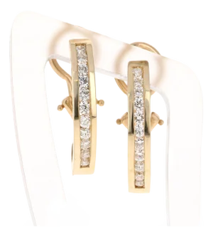 Roshe Jewels Hoop Earrings With Natural Diamonds, 0.75 Carats 14k Yellow Gold, A Pair
