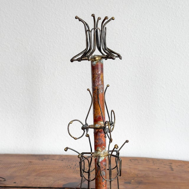 Late 20th Century Pair of Vintage Handcrafted Welded Metal Candle Holders For Sale - Image 5 of 5