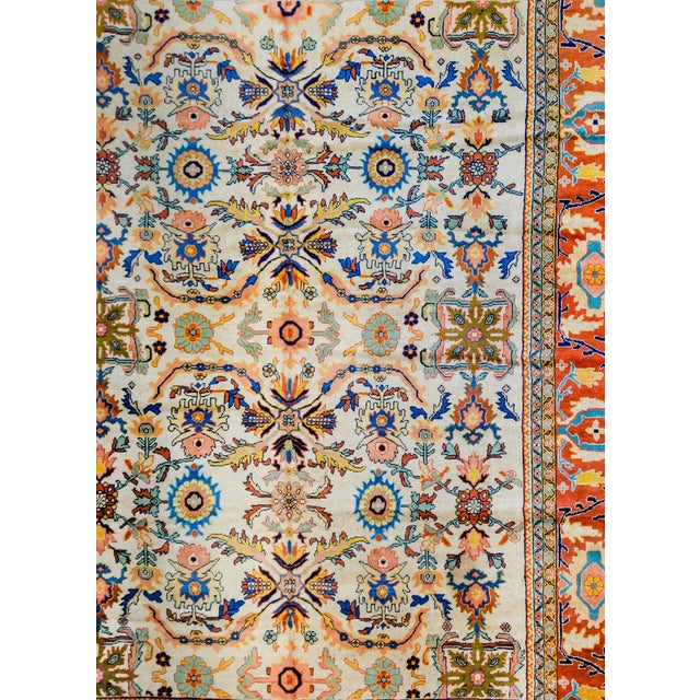 Cream Mid-20th Century Sultanabad Rug For Sale - Image 8 of 9