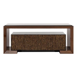 Contemporary Mahogany Waterfall Credenza For Sale