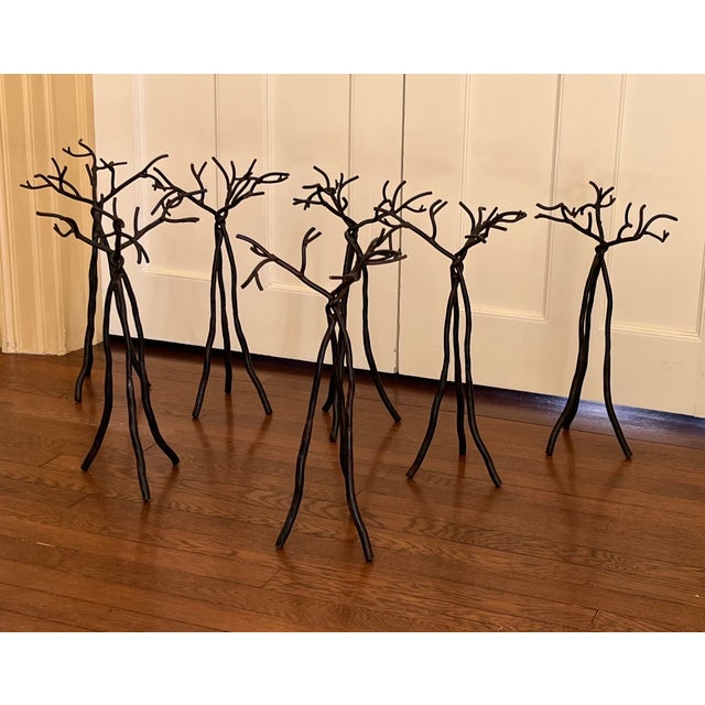 Contemporary Modernist Abstract Wrought Iron Tree Sculpture Featuring Flexible Arrangement / Positioning - 7 Trees For Sale - Image 3 of 14