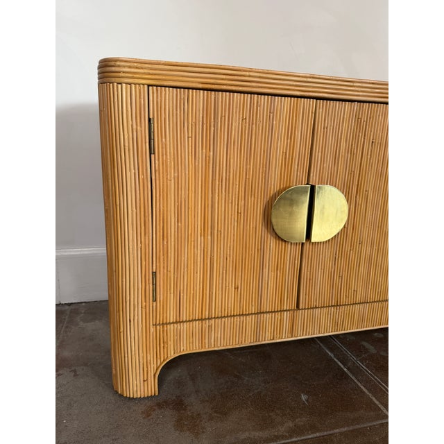 Italian Style Rattan Mid Century Sideboard With Brass Hardware For Sale - Image 16 of 17