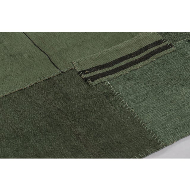 Vintage Turkish Patchwork Rug With Green Tones and Linear Accents - Rug & Kilim For Sale In New York - Image 6 of 10