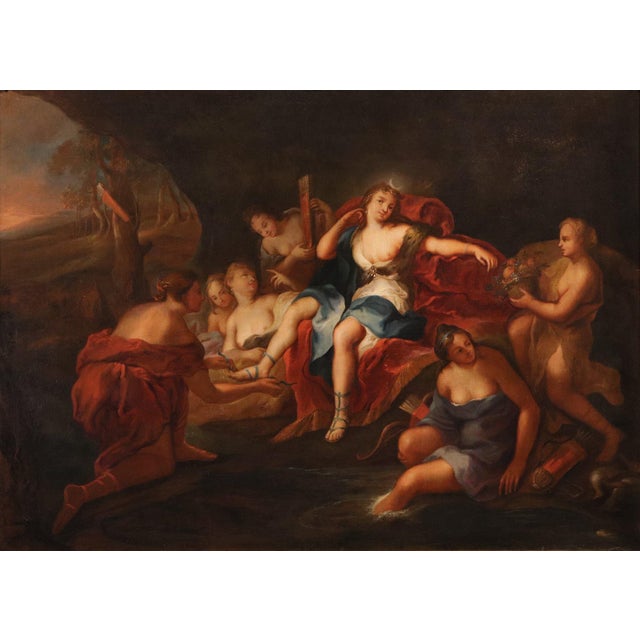 Antoine coypel (paris, 1661 - 1722) workshop/follower diana with her nymphs oil on canvas 88 x 120 cm. - framed 104 x 134...