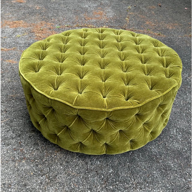 George Smith SoHo Buttoned Coffee Table Ottoman in George Smith mohair in the color Fern green. The versatile piece could...