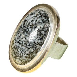 Modernist Silver and Granite Ring by Anders Högberg, 1973 For Sale