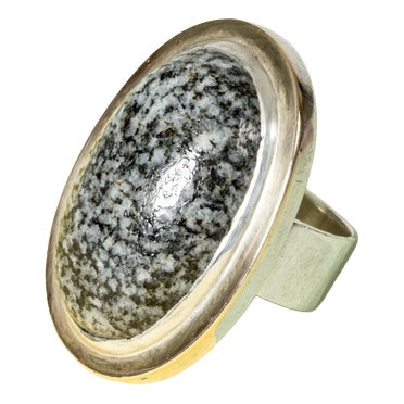 Modernist Silver and Granite Ring by Anders Högberg, 1973 For Sale