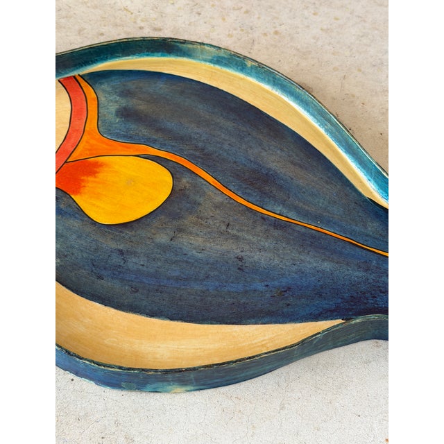 Vintage Hand Painted Papier-Mâché Fish Serving Tray, Made in Mexico For Sale - Image 4 of 11