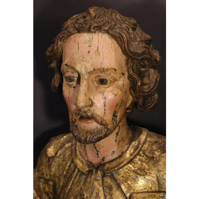 Aniello Stellato, Saint John and Saint Catherine, 17th Century, Wood, Set of 2 For Sale - Image 11 of 16