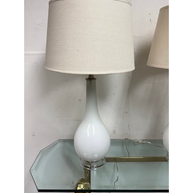 Modern Opaline Teardrop Table Lamps, Pair For Sale - Image 3 of 12