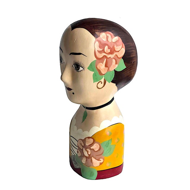 Offered is a vintage hand painted plaster head mannequin in the style of Marrotte Paris Millinery shops of yore. This one...