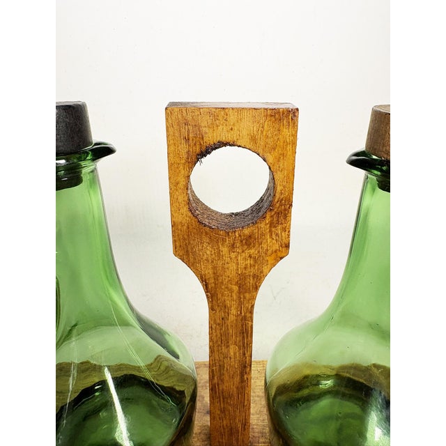 Olive Wood Oil/Vinegar Bottle Holder, France, 1950, Set of 3 For Sale - Image 6 of 14
