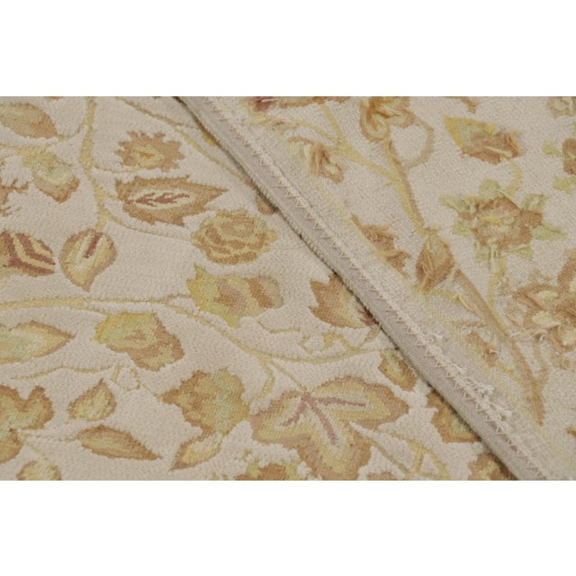 Rug & Kilim’s Tudor Style Rug in White With Beige-Brown Floral Patterns For Sale - Image 9 of 9