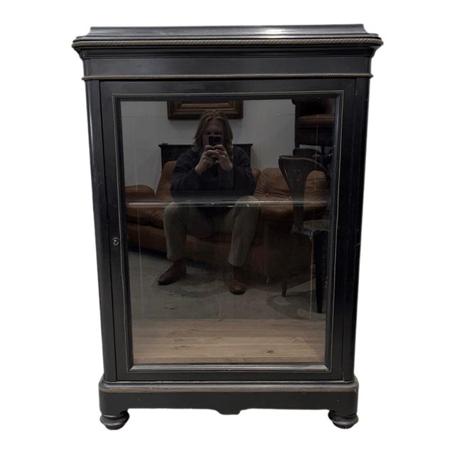 1870s French Cabinet With Brass Inlay For Sale