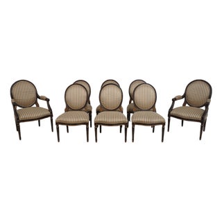 Set of 8 Louis XVI Style Oval Back Dining Chairs For Sale