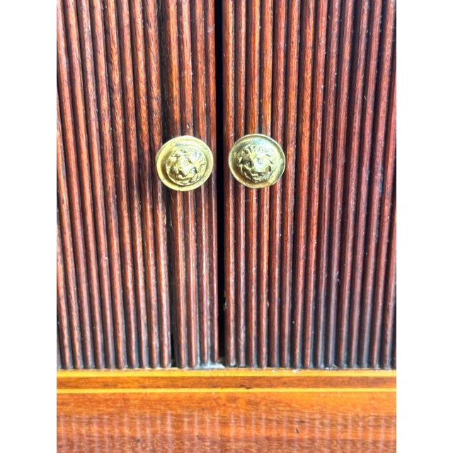English Georgian Revival Mahogany & Satinwood Inlaid Tambour Sideboard, Late 19C For Sale - Image 11 of 12