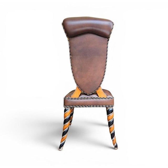 Brown Vintage Leather Chairs, 1980s, Set of 4 For Sale - Image 8 of 16