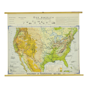 1957 Our America Background and Development Canvas Roll Up Map