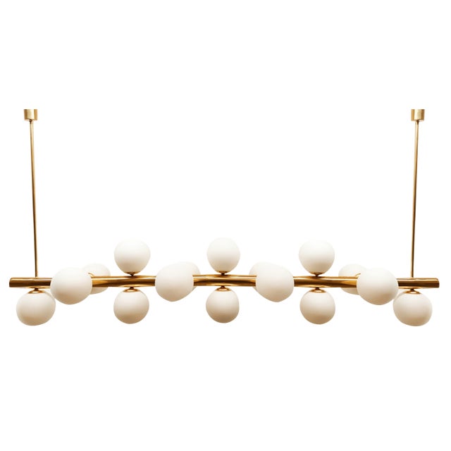 Sputnik Brass Suspension with 16 Glass Shades For Sale